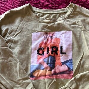Graphic Long Sleeve Shirt with 'GIRL' Print
